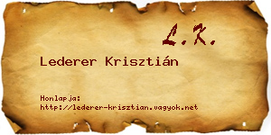 Lederer Krisztián névjegykártya